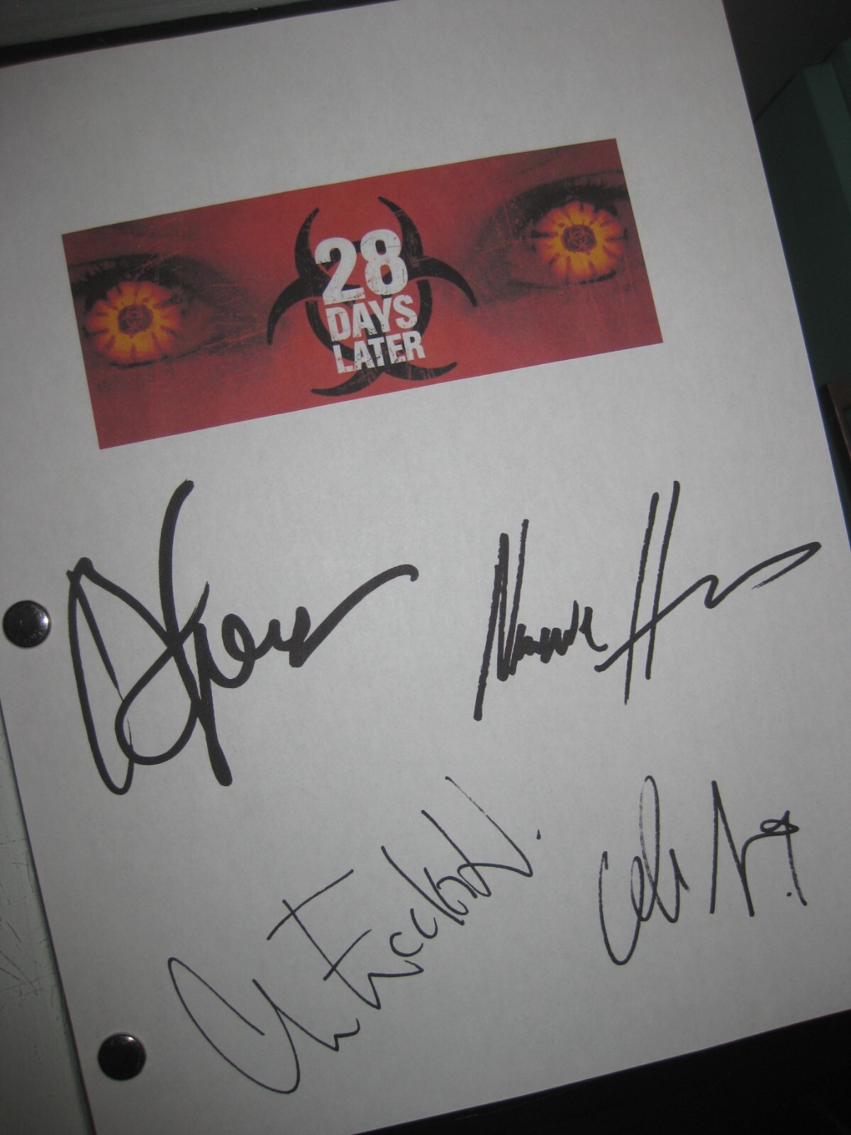 28 Days Later Movie Signed Script X4 Cillian Murphy Brendan Gleeson Harris repnt