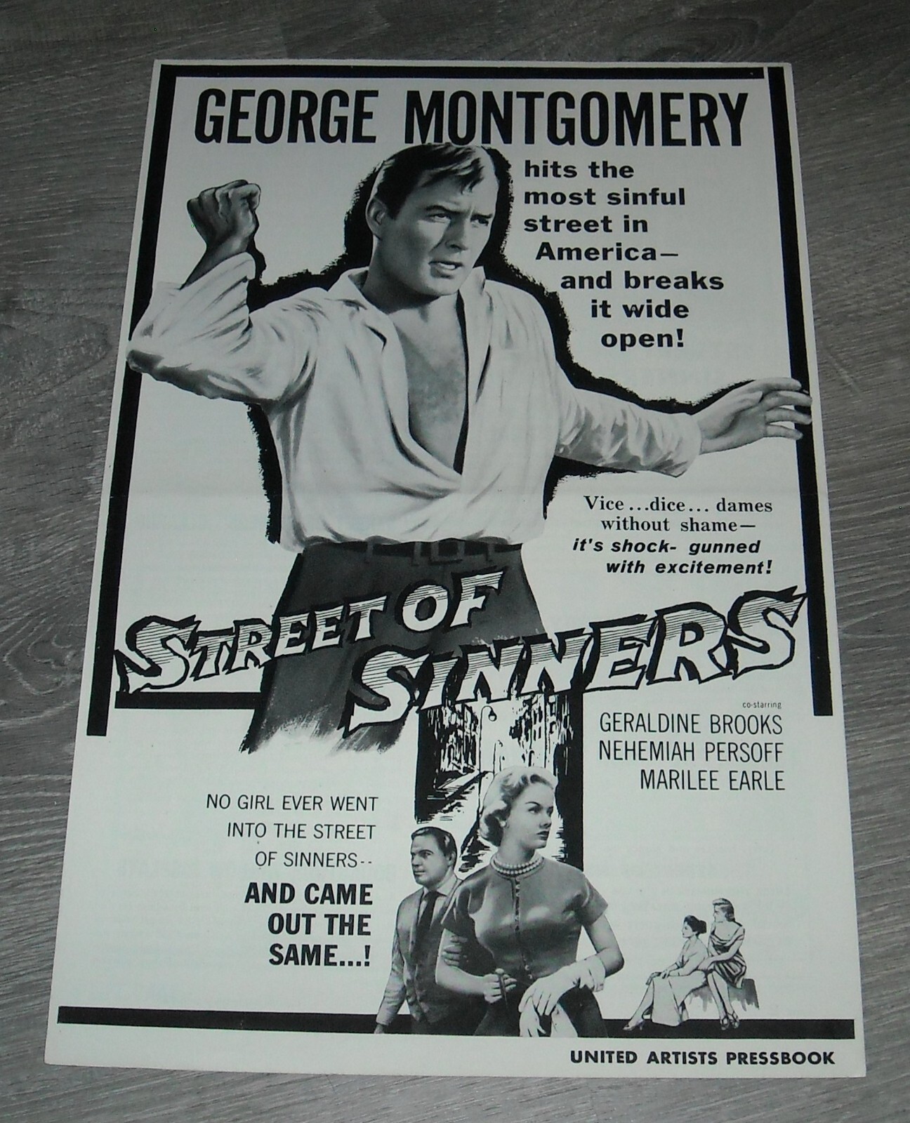 STREET of SINNERS PROMO MOVIE PRESSBOOK GEORGE MONTGOMERY GERALDINE BROOKS