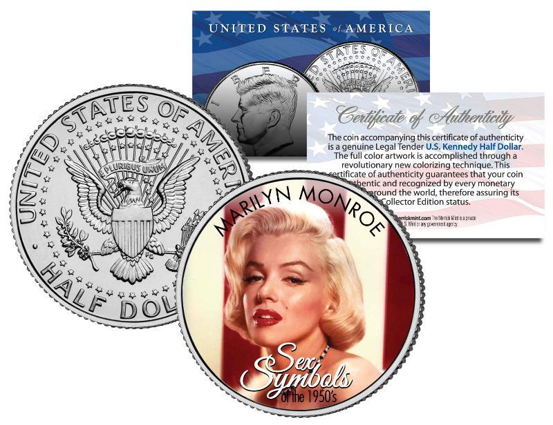 MARILYN MONROE * 1950s Sex Symbol * Colorized JFK Kennedy Half Dollar U.S. Coin