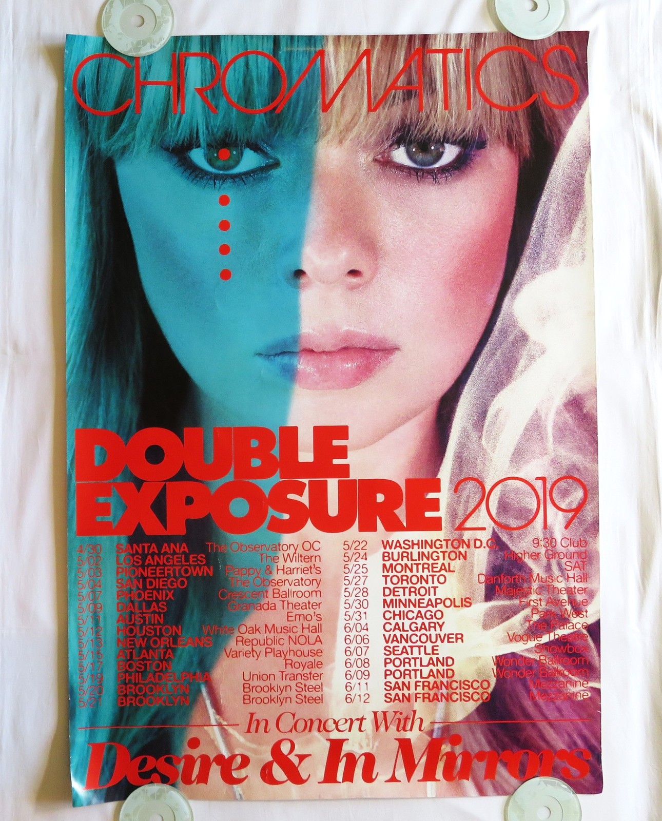 Chromatics Double Exposure 2019 Tour Poster USA Dates 27X38 Full Size