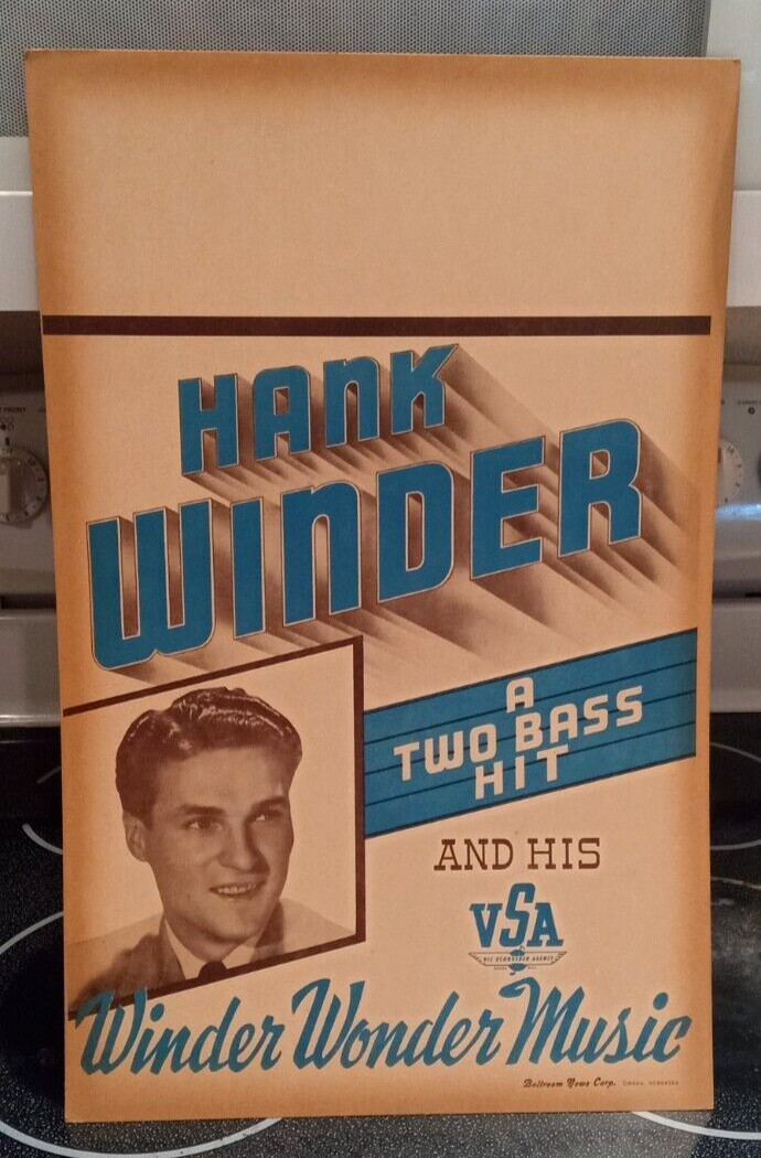 Vintage 1930s-1940s Music Poster – Hank Winder and his Winder Wonder Music
