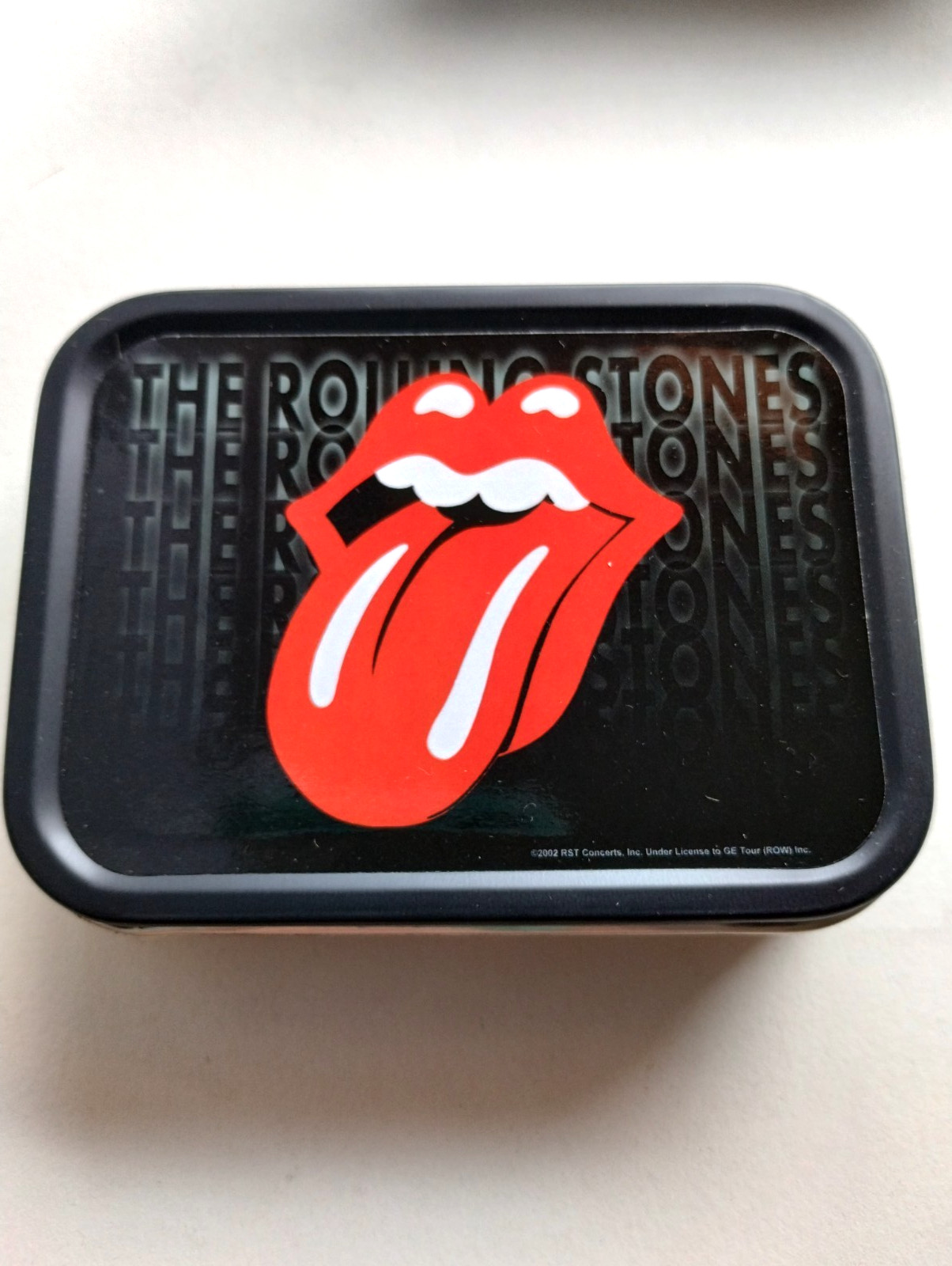 👅 Rolling Stones Tongue Logo Metal Stash Tin 4×3″ Removable Lid NOS Storage Box