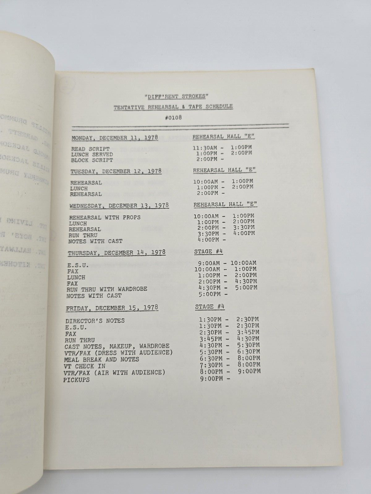 DIFF’RENT STROKES / Sandy Veith 1978 TV Script, Conrad Bain “The Fight”