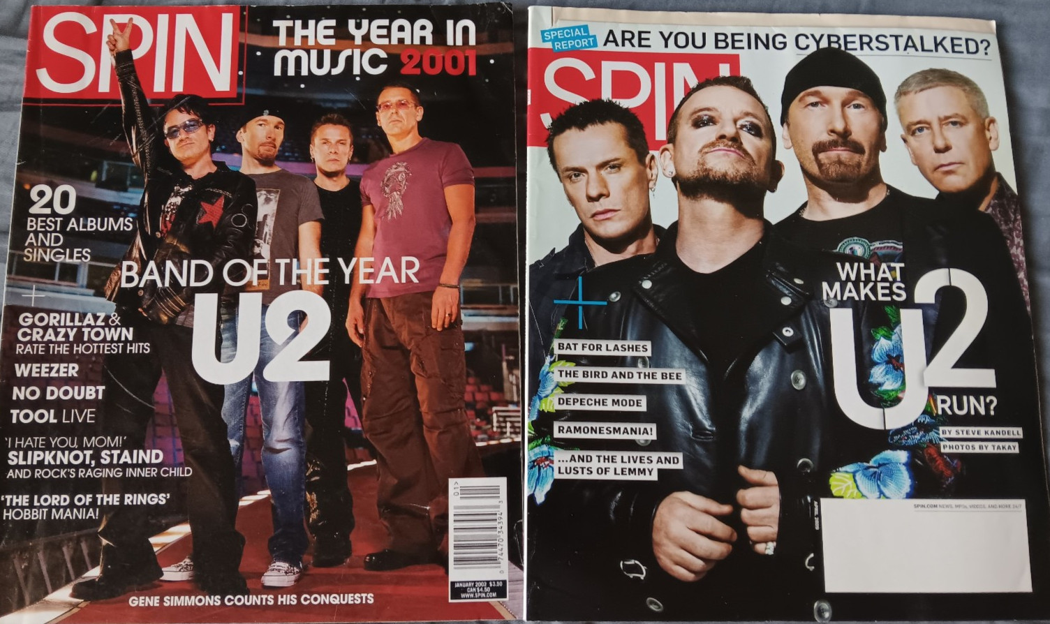 U2 – SPIN Magazine – 2 LOT – JAN 2002/APR 2008