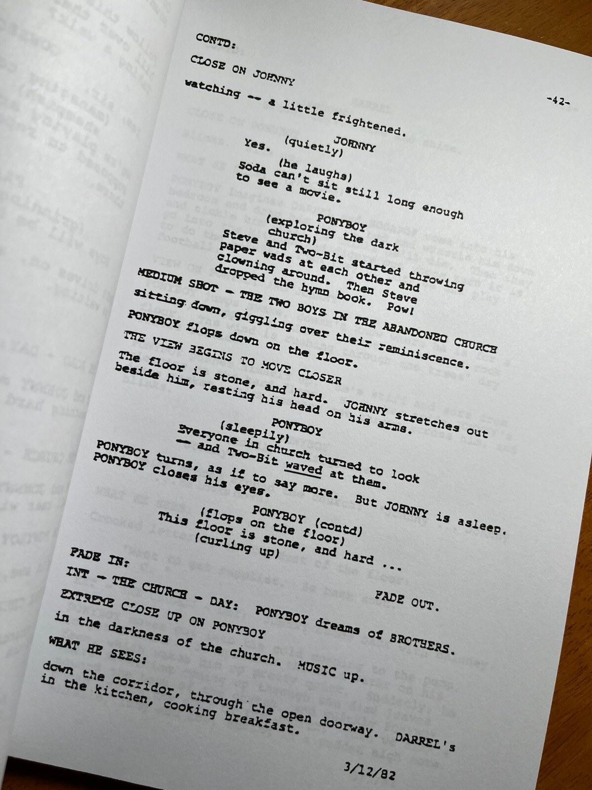 The Outsiders Movie Script Signed- Autograph Reprints- Outsiders Movie- Ponyboy