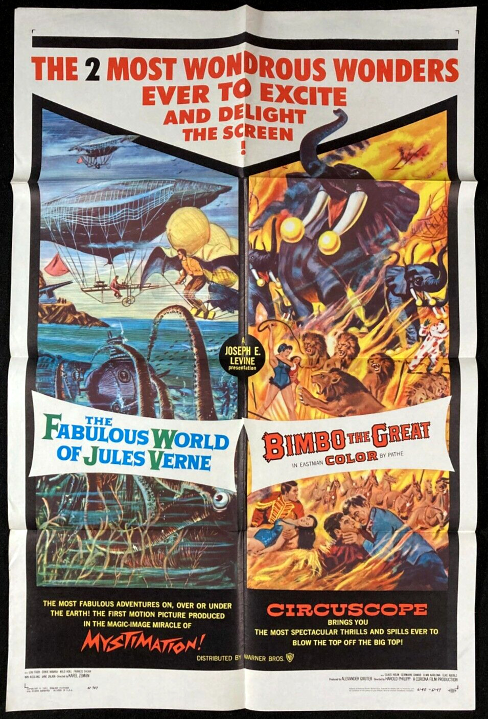 FABULOUS WORLD OF JULES VERNE Original Movie Poster Sci-Fi Fantasy BIMBO Circus