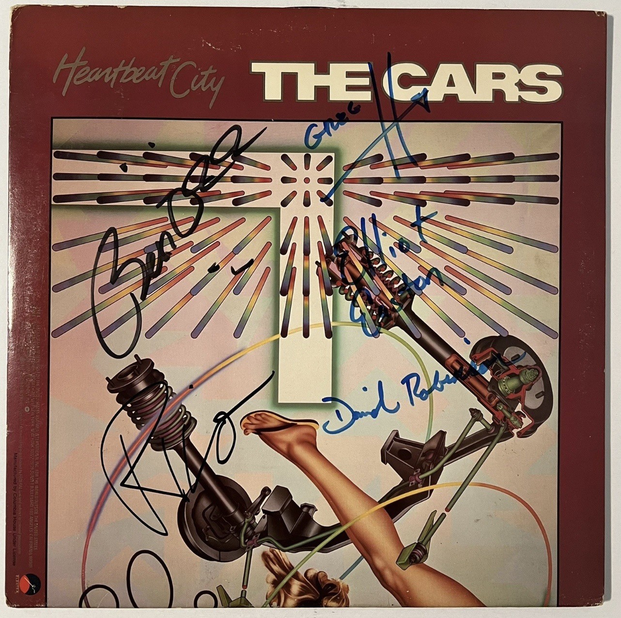 The Cars Entire Band Signed Heartbeat City Album + COA Framed Just What I Needed
