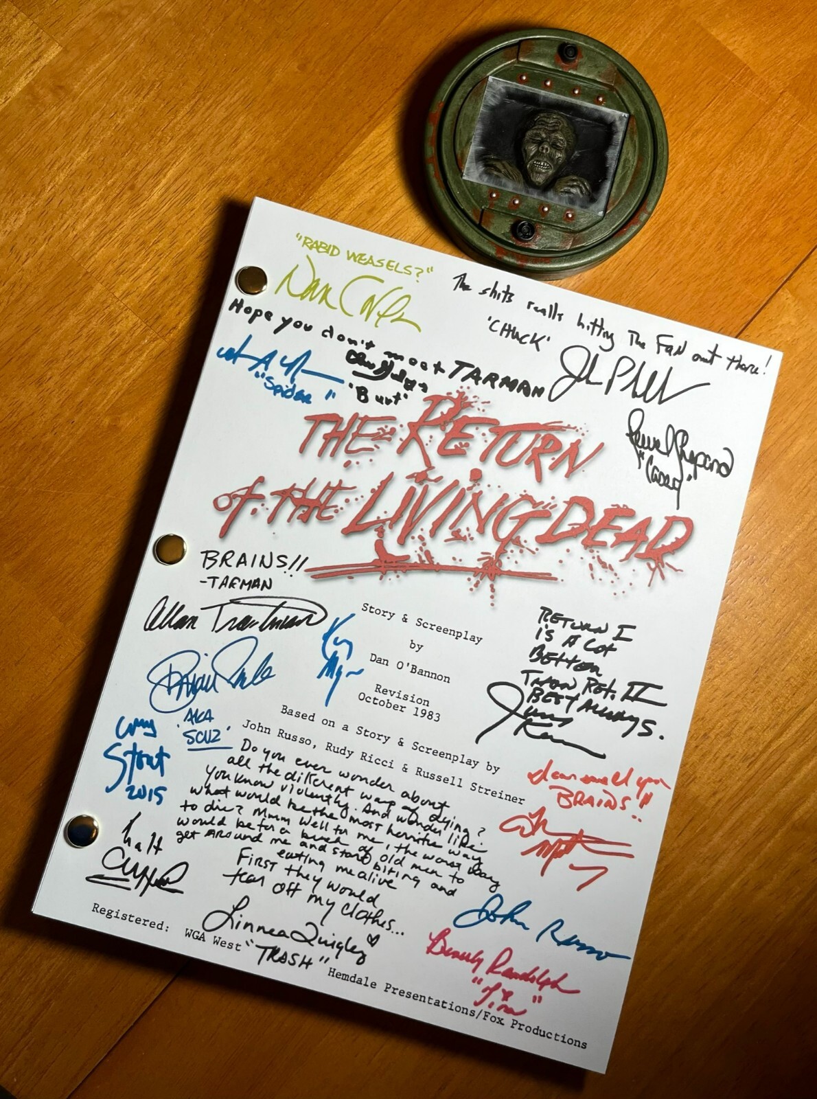 Return of the Living Dead Script Signed – Autograph Reprints- 123 Pages- Zombies