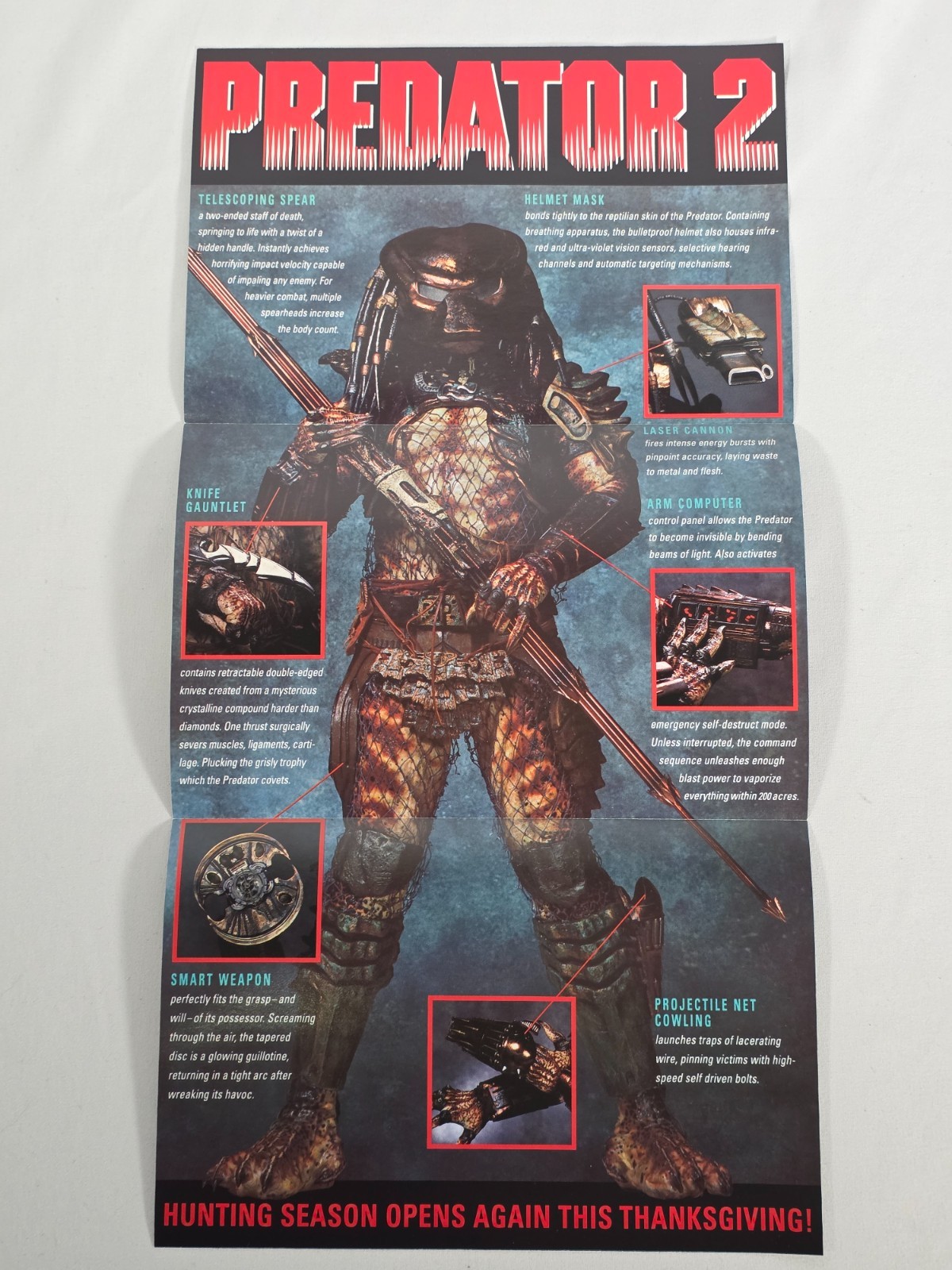 Predator 2 Movie Promo Fold-Out Poster – 1990 – Predator Anatomy – Booklet