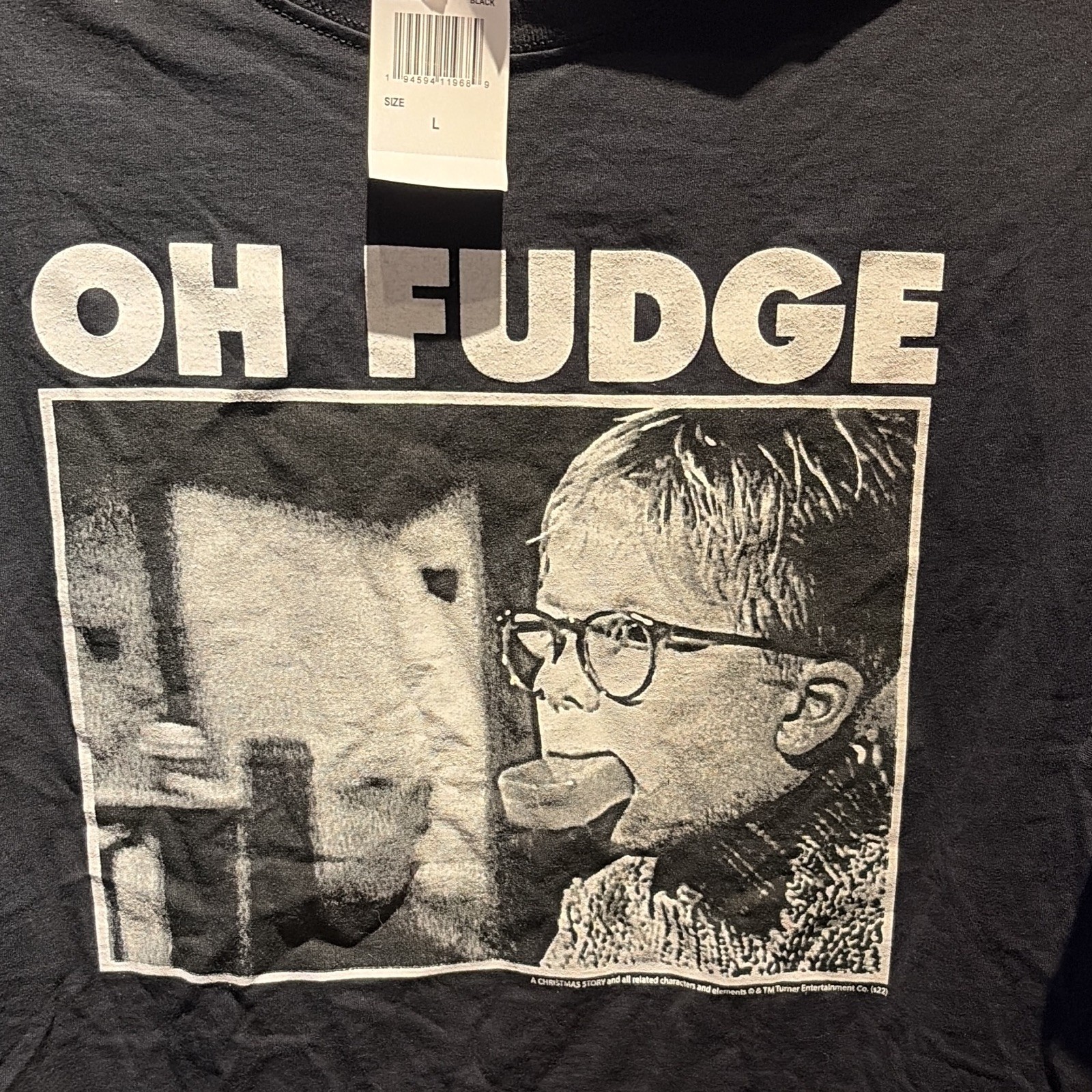 Oh Fudge A Christmas Story Graphic Movie T-Shirt Black Size L