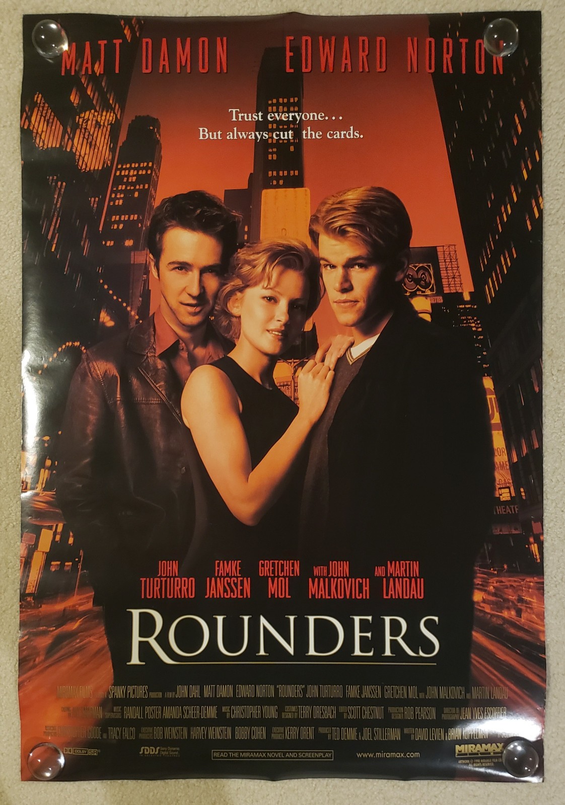 Rounders Original One-Sheet Movie Poster – 27×40 DOUBLE-SIDED