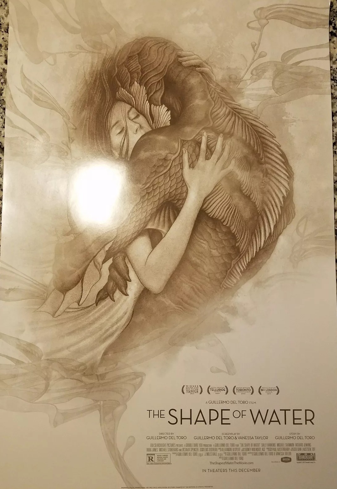 The Shape Of Water 13 1/2 x 20 Promo Movie Poster James Jean Guillermo Del Toro