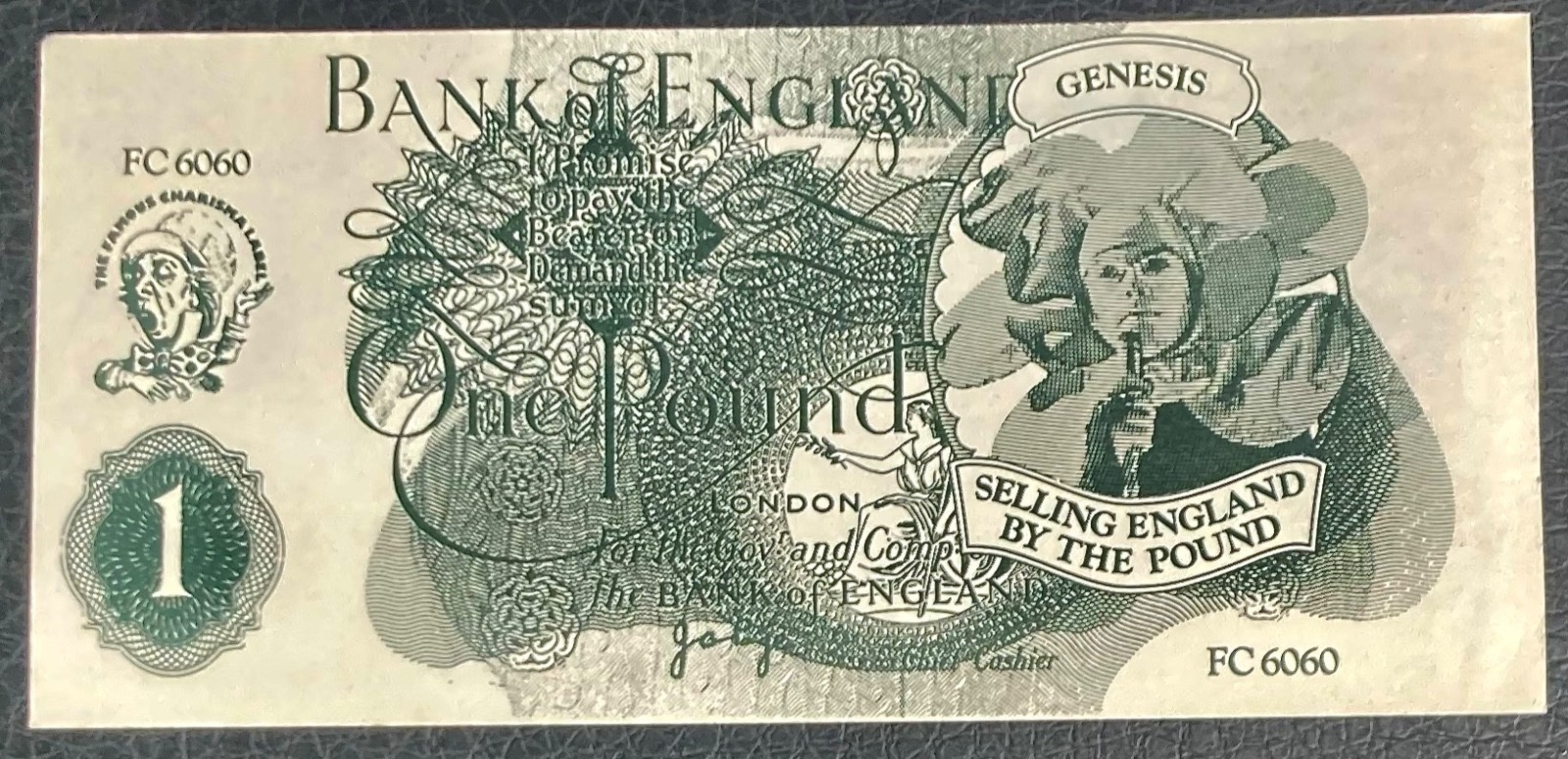 Genesis ORIG Peter Gabriel Promo Only 73′ Bank Note Selling England By The Pound