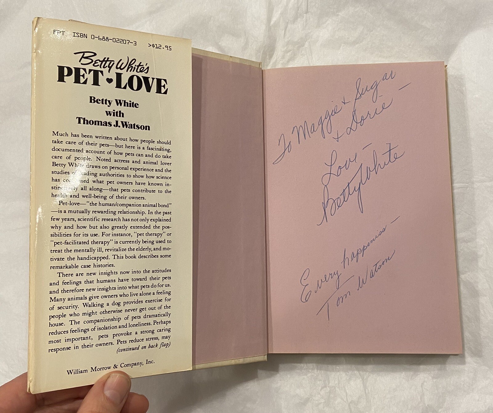 SIGNED BETTY WHITE & Watson PET LOVE 1983 Hardcover Book First 1st Edition