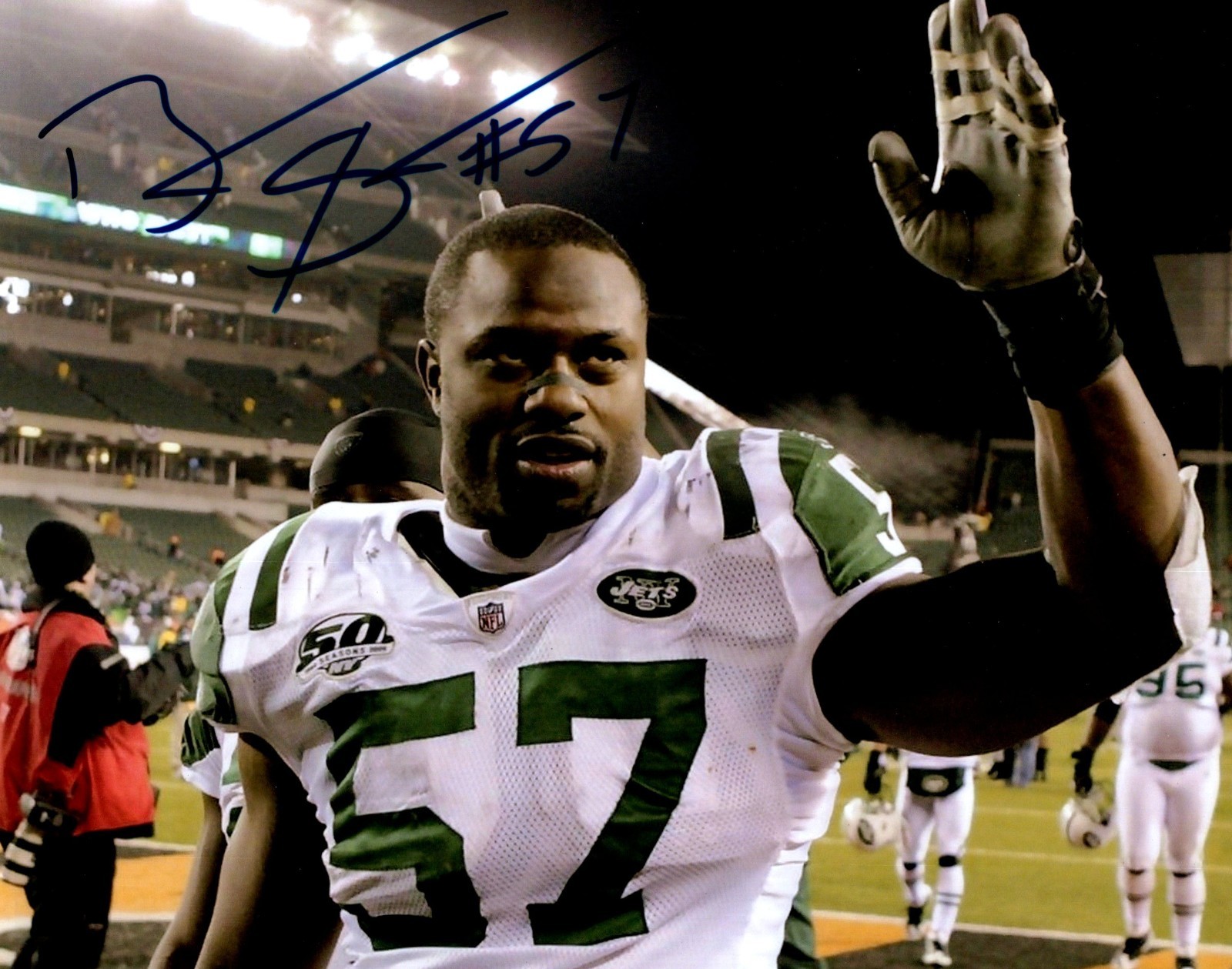 KEYARON FOX #57 NEW YORK JETS -SIGNED 8×10 PHOTO IN PERSON AUTOGRAPH more listed