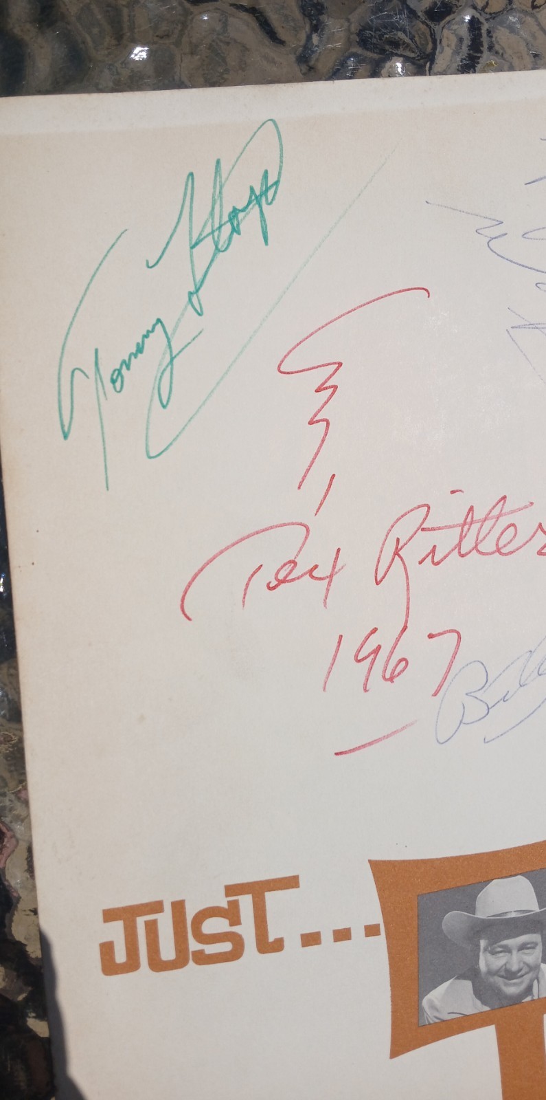 TEX RITTER and his BAND Autographed Just Tex Booklet 1967