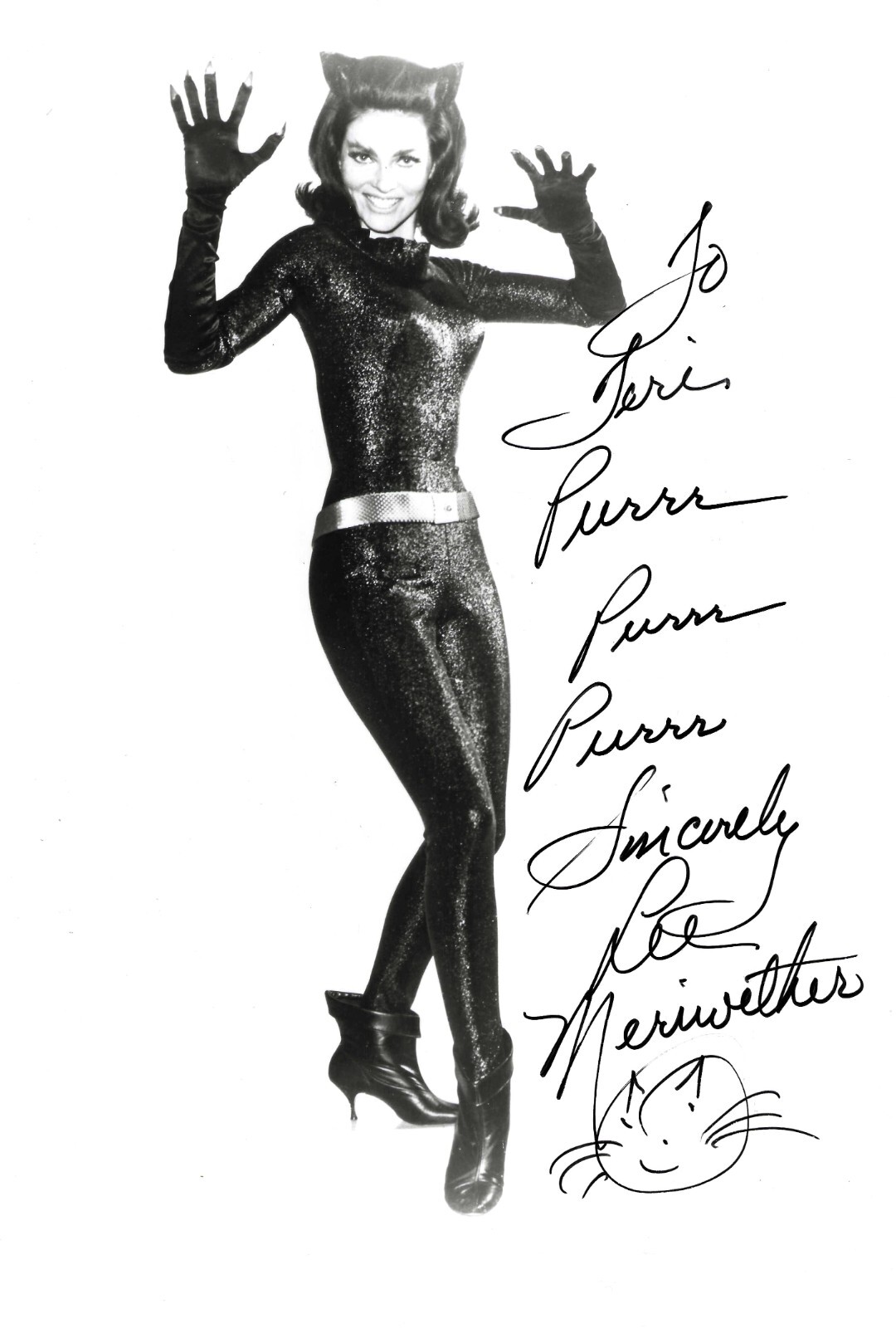 Lee Meriwether SIGNED as CATWOMAN w. COA 8×10 + TIME TUNNEL