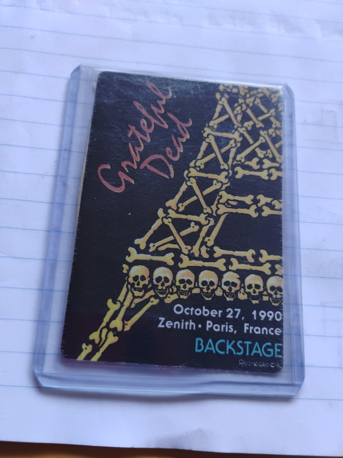 Grateful Dead Backstage Pass Zenith Paris France 10/27/1990