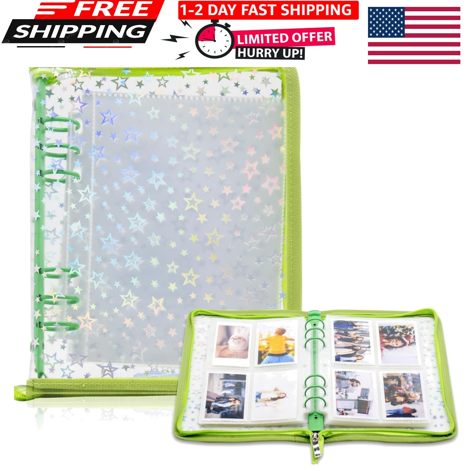 Kpop Photocard Binder Holder with 30 Pack 4-Pocket Inner Pages, A5 6 Ring Cov…