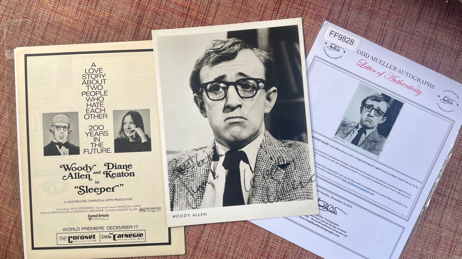 WOODY ALLEN – AUTOGRAPHED Hand Signed 8 x 10 Vintage 70″s Photo Original Ad