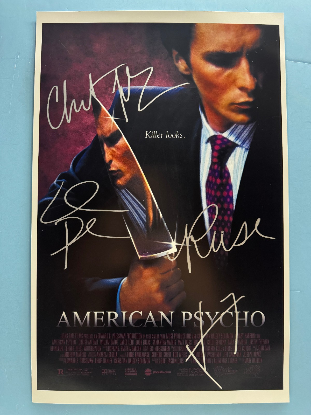 AMERICAN PSYCHO MOVIE POSTER 11×17 SIGNED BY 4 AUTHENTICATED withCOA FREE SHIP