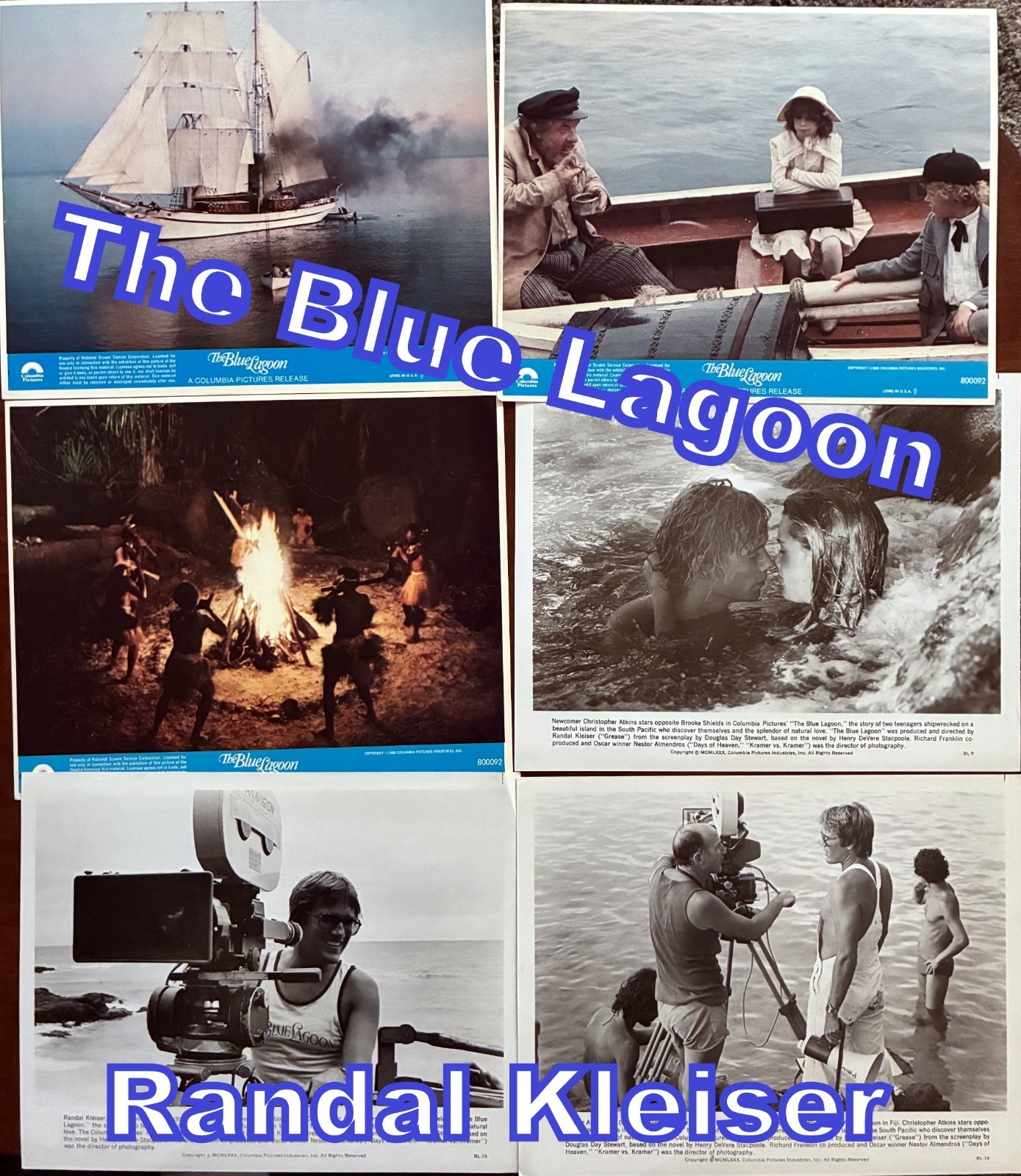THE BLUE LAGOON-6 ORIGINAL 8X10 PHOTOS-CHRISTOPHER ATKINS,BROOKE SHIELDS 1980