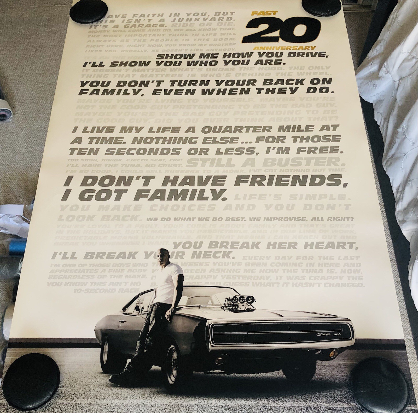 THE FAST AND THE FURIOUS Original Double Sided DS 27×40 Movie Poster 20TH Anniv