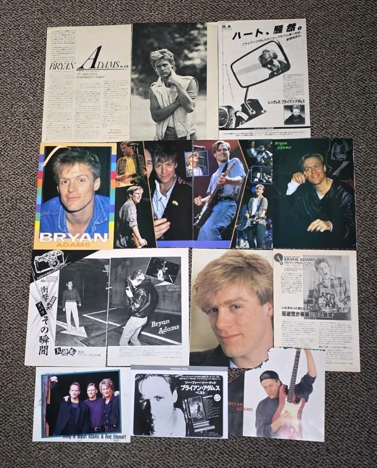 Bryan Adams 80’s & 90’s Japanese Magazine Clippings Article Photo Set 15pgs