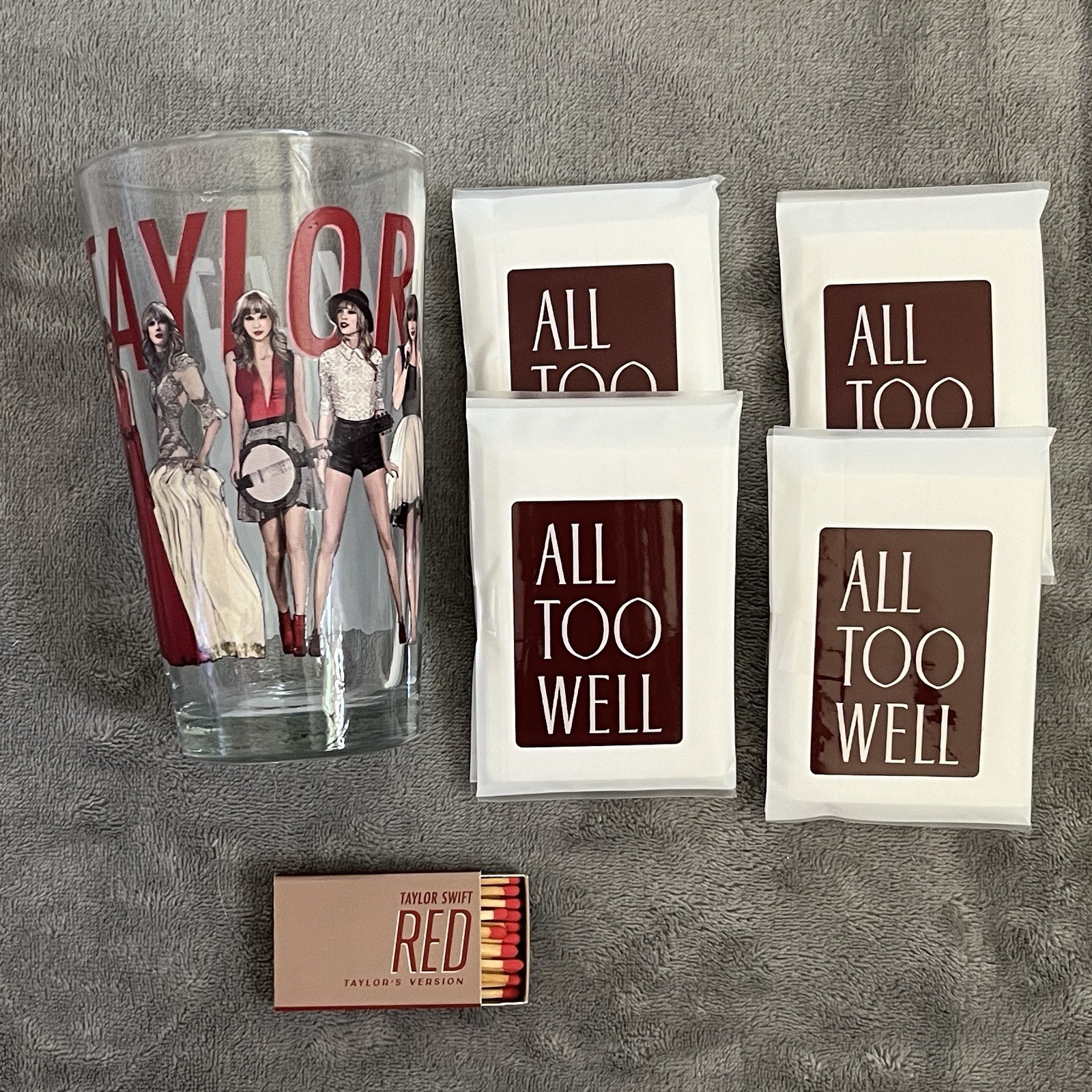 Taylor Swift Red TV Bundle – Eras Pint Glass, All Too Well Tissues, Matches
