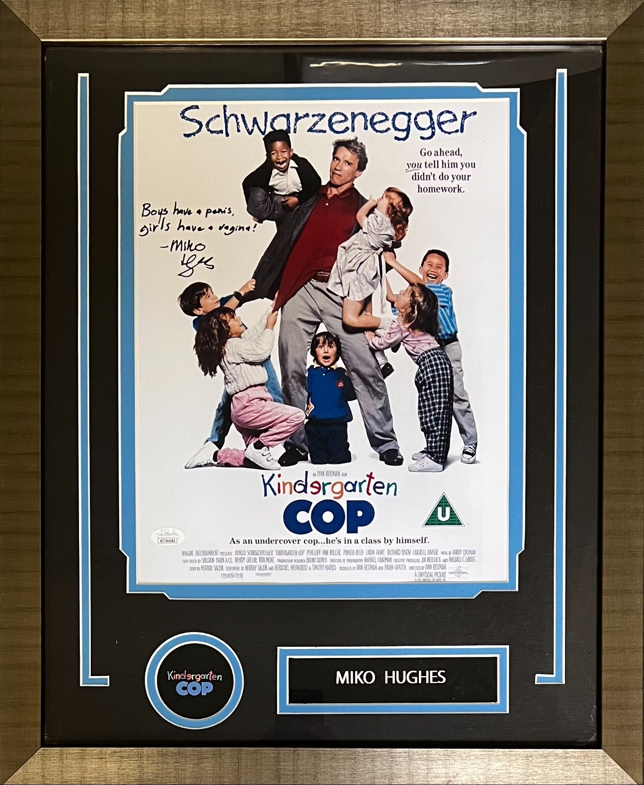 Miko Hughes autographed signed inscribed 11×14 framed photo Kindergarten Cop JSA