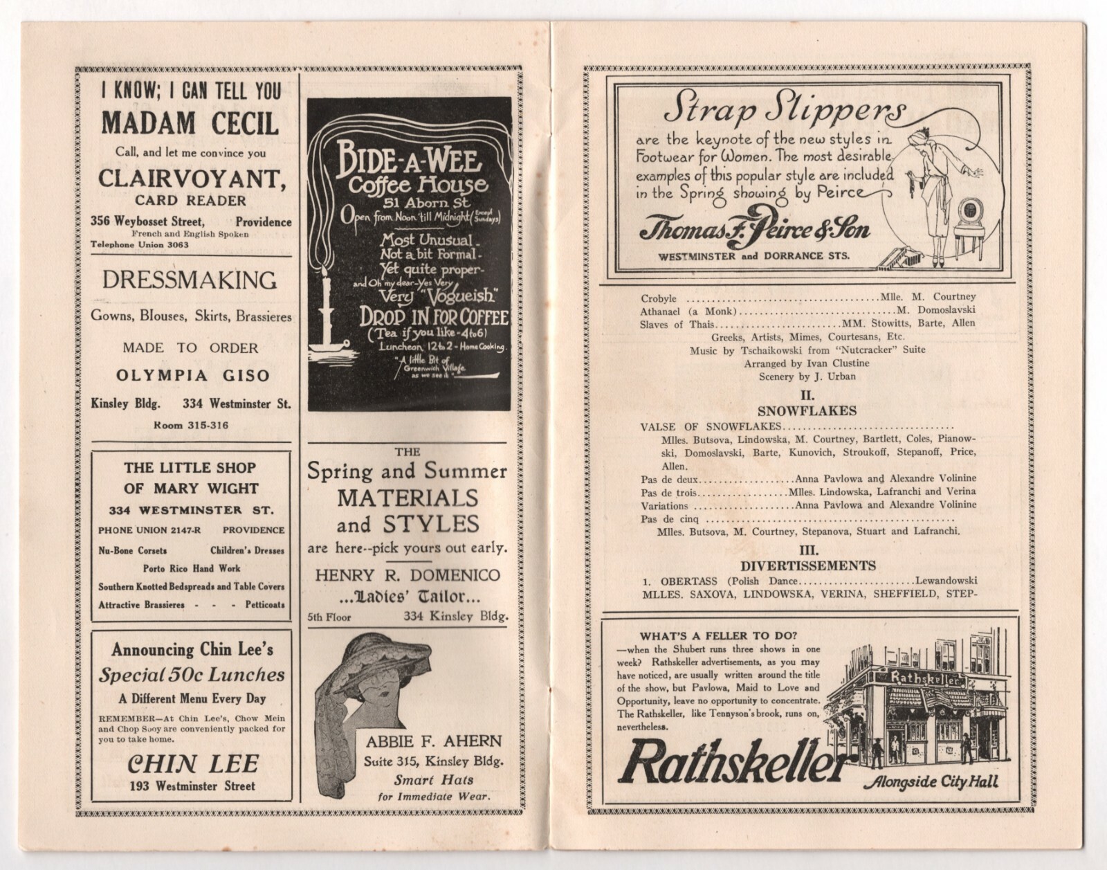 Mlle. ANNA PAVLOWA (Pavlova) “THE RIGHT GIRL” Tryout 1921 Providence Program