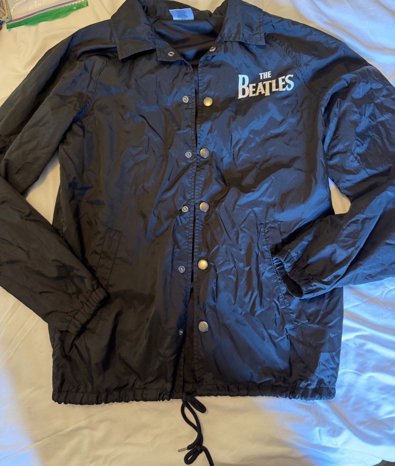 The Beatles Abbey Road Coach Jacket Windbreaker Black Size Small Official 2017