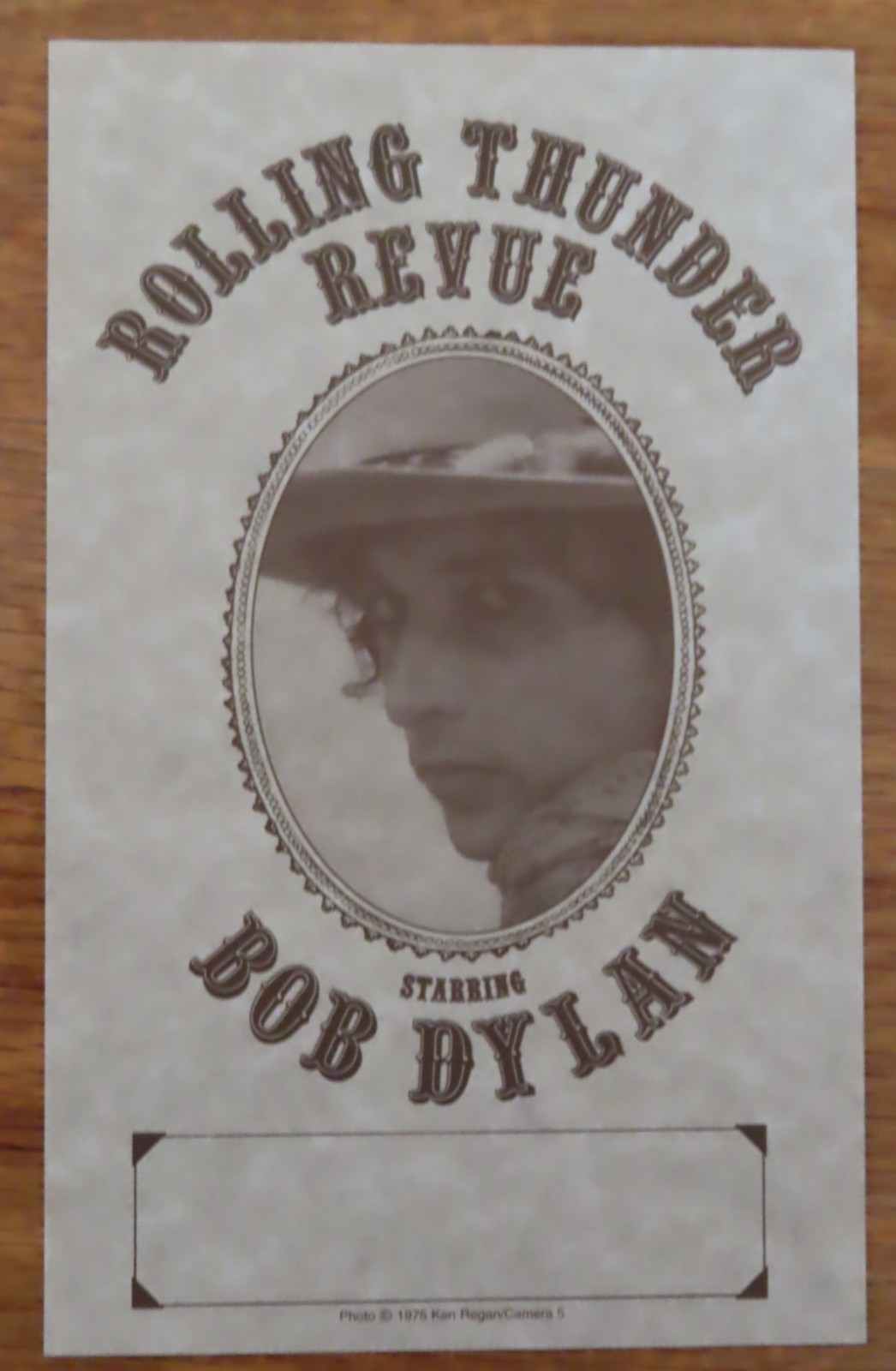 Vintage 1975 Rolling Thunder Revue Starring BOB DYLAN Promo Photo by Ken Regan