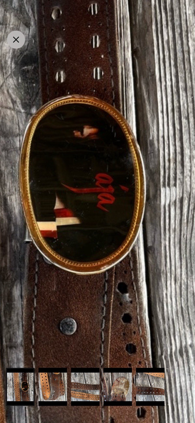 Rare Vintage Aja , Steely Dan Belt And Belt Buckle, Rare Album Cover Great Cond