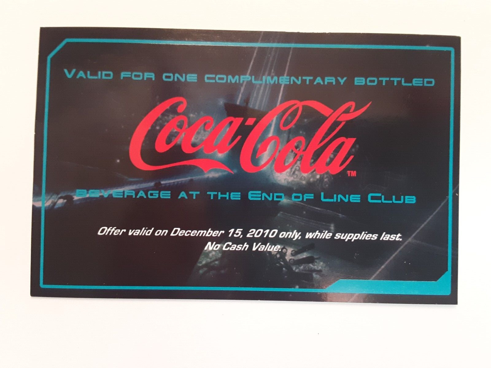 TRON LEGACY COCA COLA End Of Line Club COUPON ElecTRONica 2010 DISNEYLAND DCA