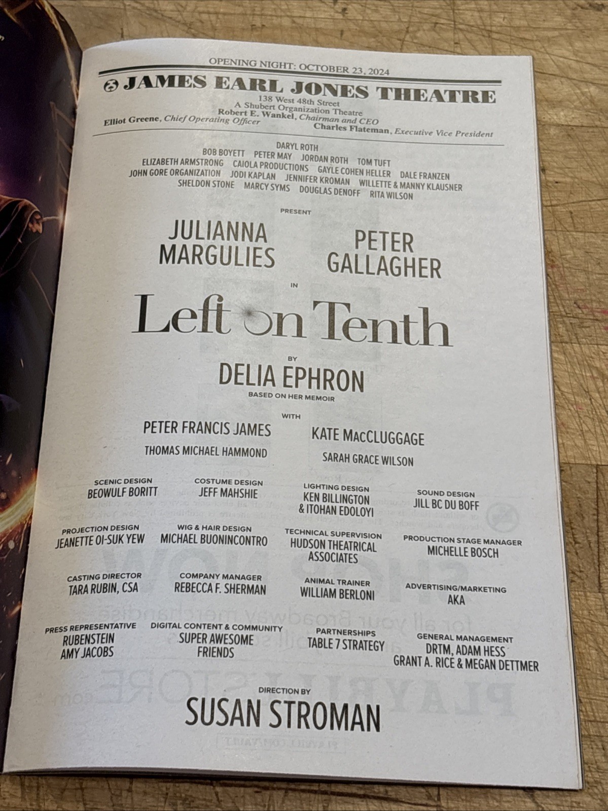 LEFT ON TENTH Oct 2024 Broadway OPENING NIGHT Playbill with STICKER Seal! EPHRON
