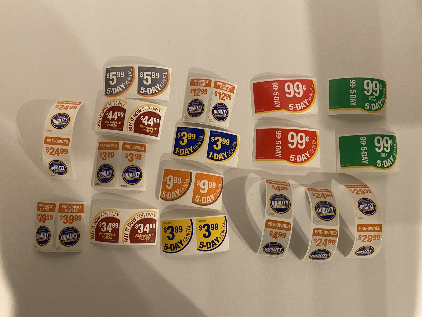 (30) RARE BLOCKBUSTER MOVIE RENTAL STORE PRICE STICKERS MOVIES RARE NOSTALGIC
