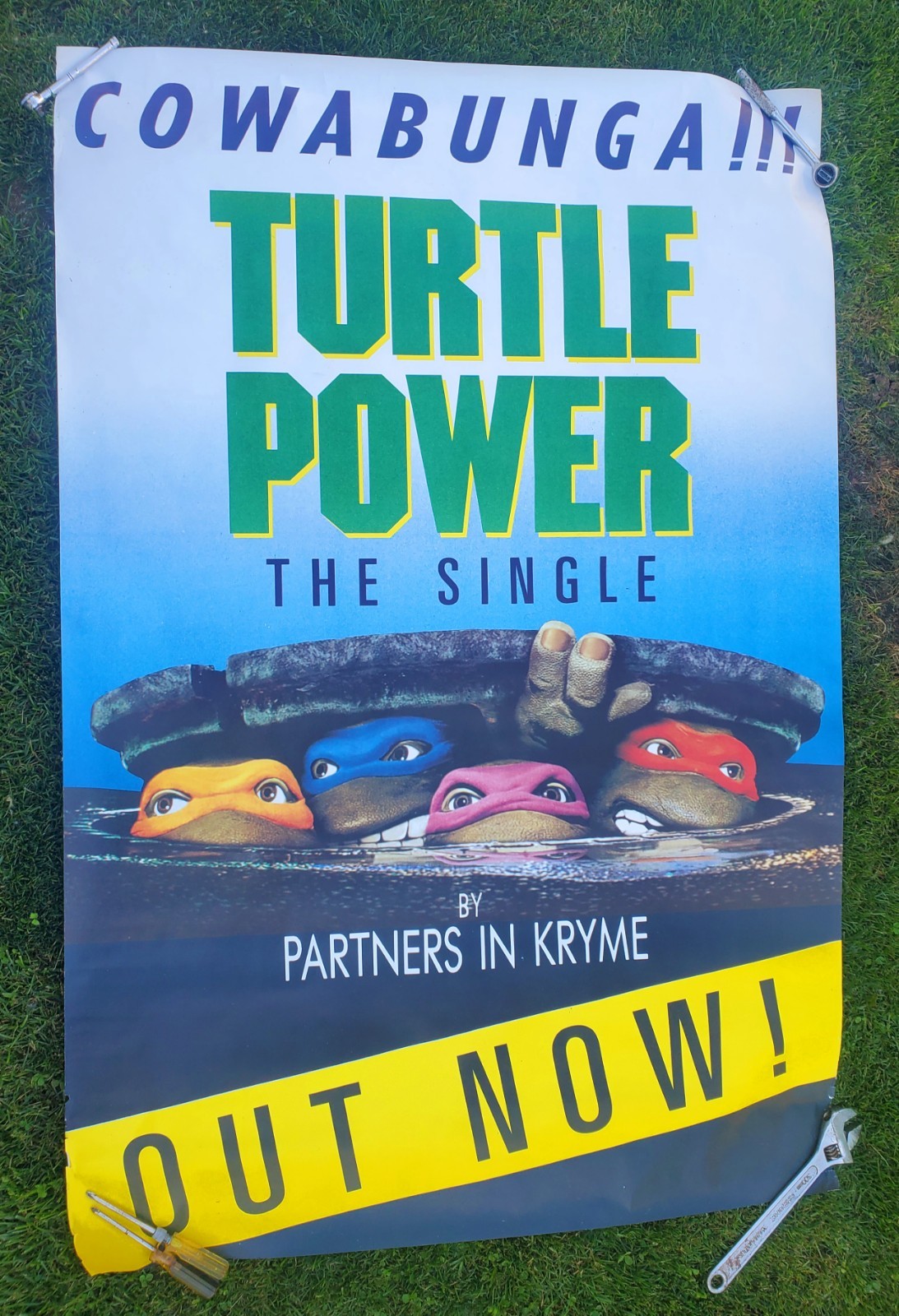 1990 “TEENAGE MUTANT NINJA TURTLES” 5 Foot RECORD STORE SOUNDTRACK PROMO POSTER