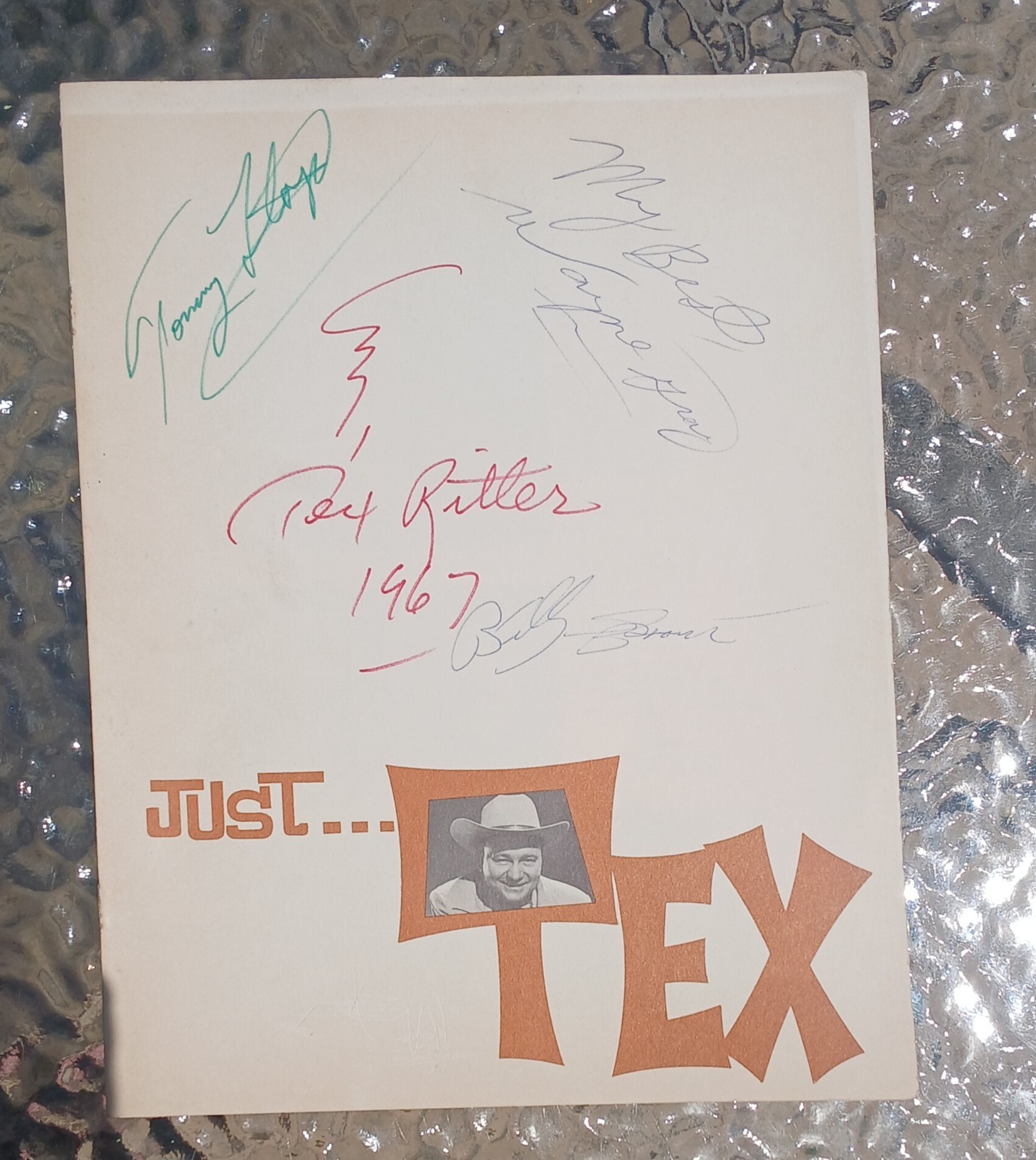 TEX RITTER and his BAND Autographed Just Tex Booklet 1967