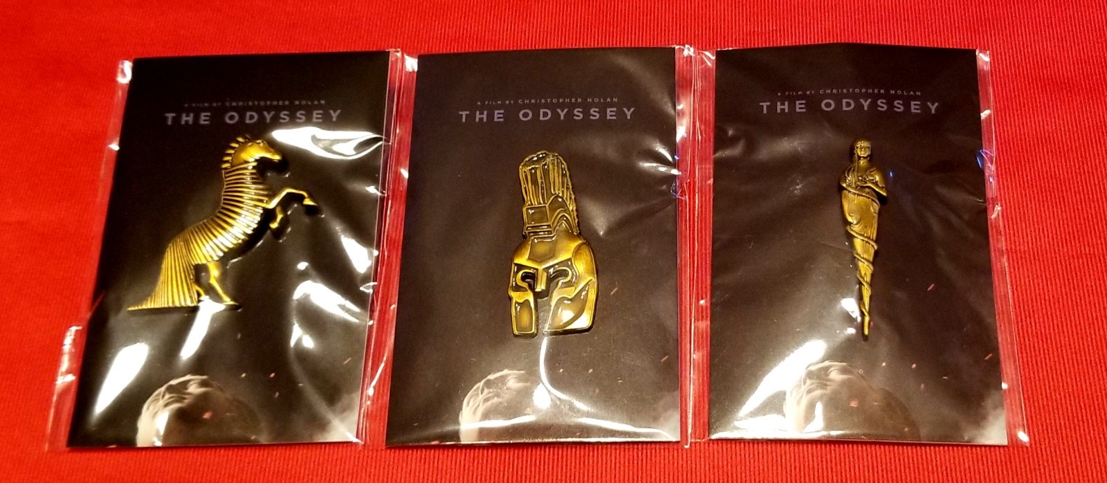 ⚓ The Odyssey Christopher Nolan 🔥 Gold Lapel Pin Universal Studios LOT OF 3