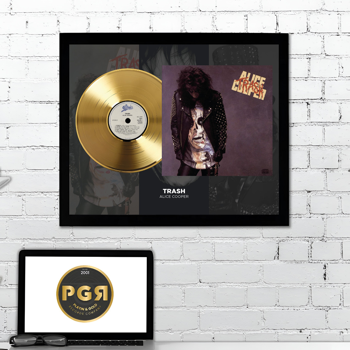 Alice Cooper Trash Album Gold Record Wall Art Rock Vinyl Decor Framed
