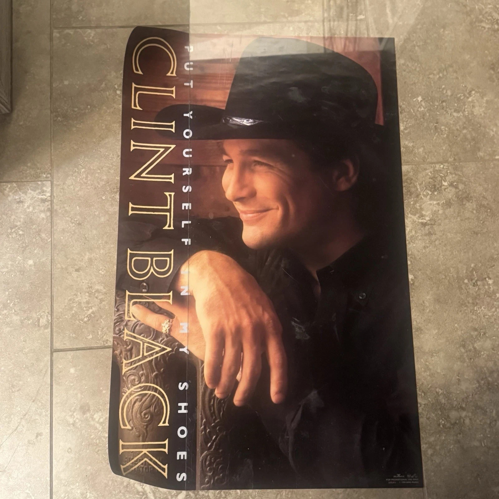 CLINT BLACK “PUT YOURSELF IN MY SHOES” U.S. PROMO POSTER FROM 1990-Country Music