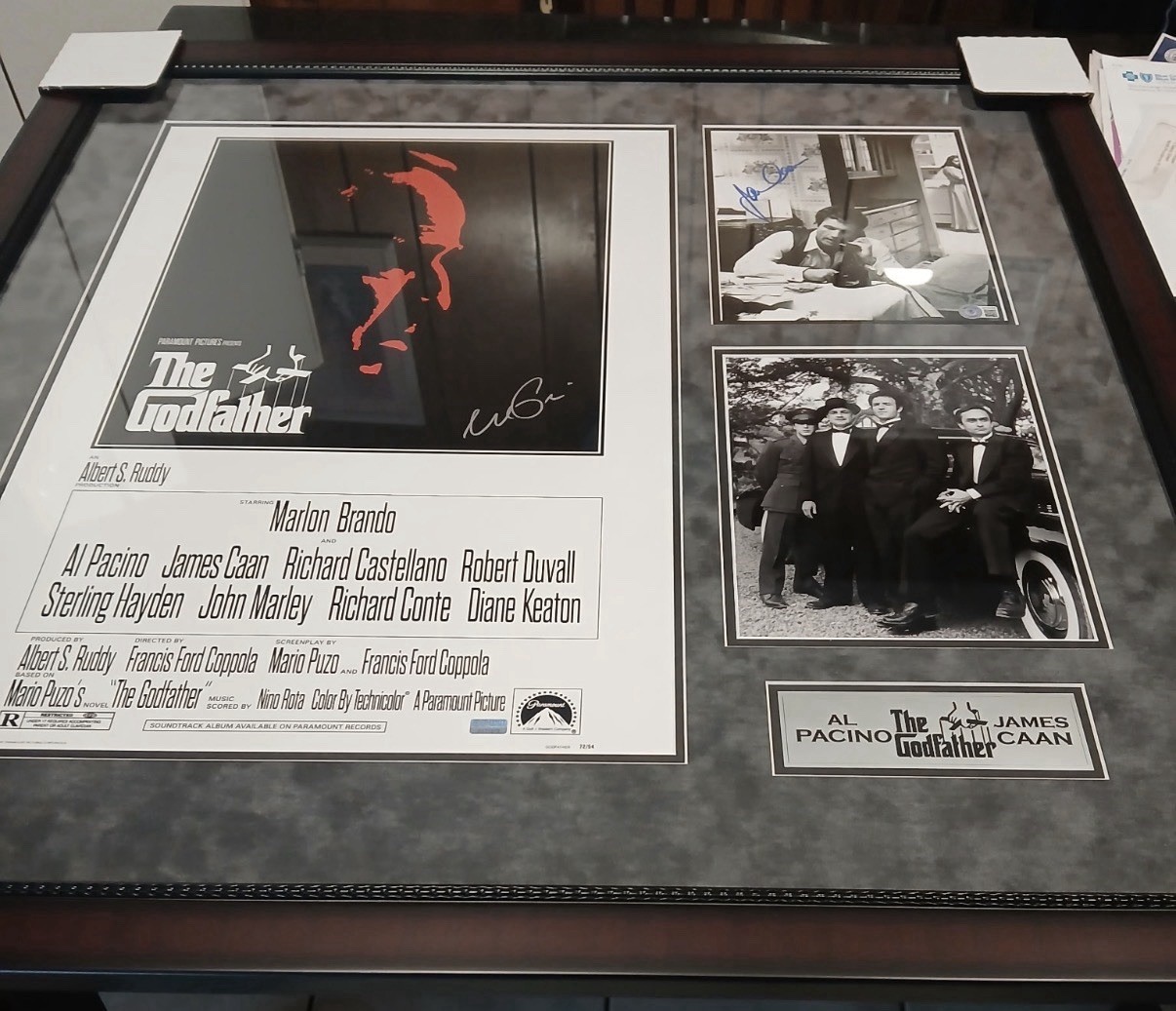 Godfather Al Pacino Signed Photo James Caan Autographed Framed BAS +
