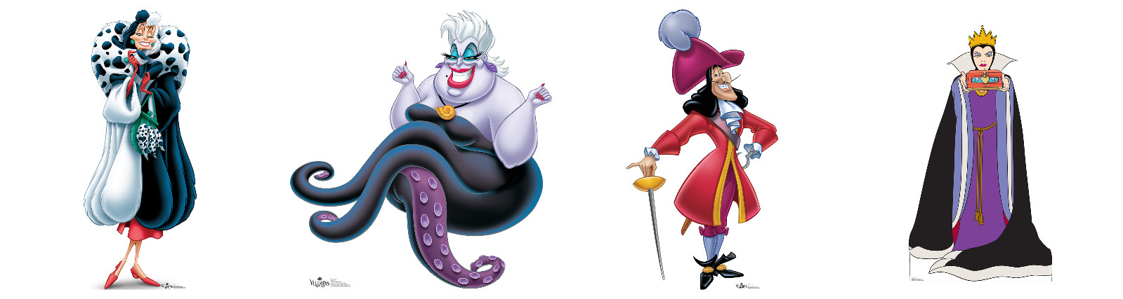 DISNEY VILLAINS CRUELLA URSULA CAPTAIN HOOK LIFESIZE STANDUP STANDEE CUTOUT SET