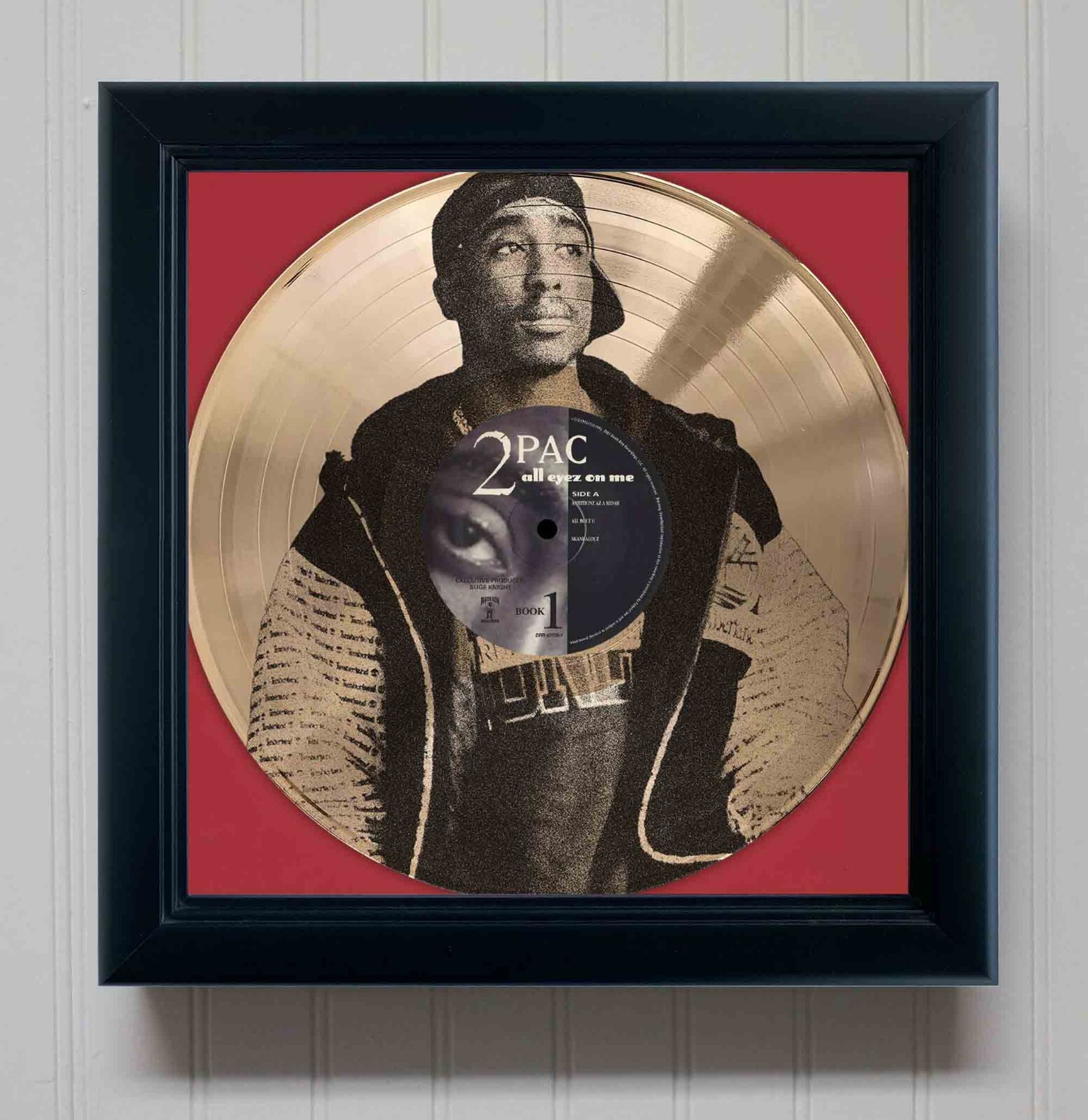 2Pac Tupac Shakur All Eyes On Me Framed GoldEtched LP Shadowbox