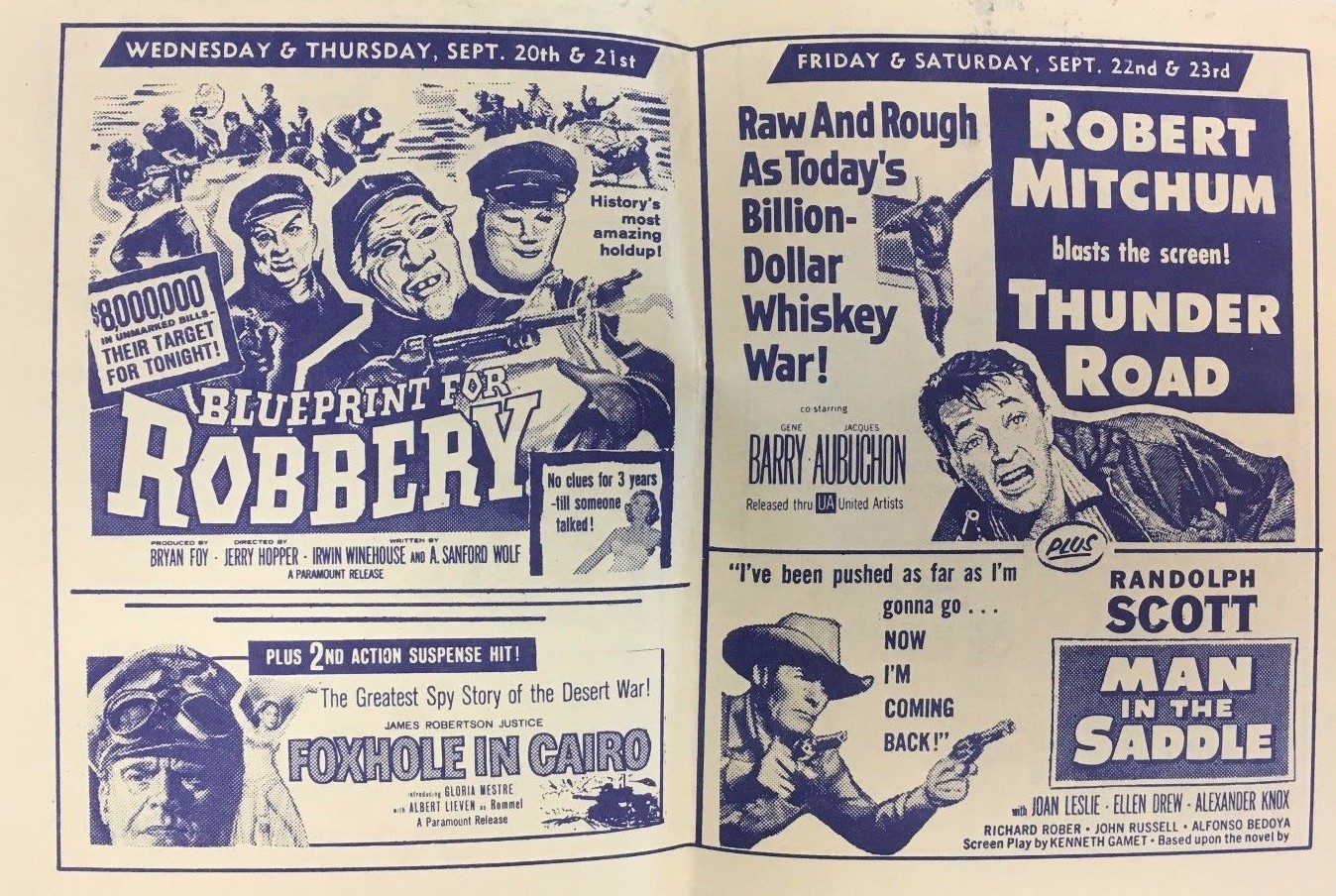 Bardot PIT & THE PENDULUM Sinatra vintage 1961 handout Ideal Theatre Hampden MD