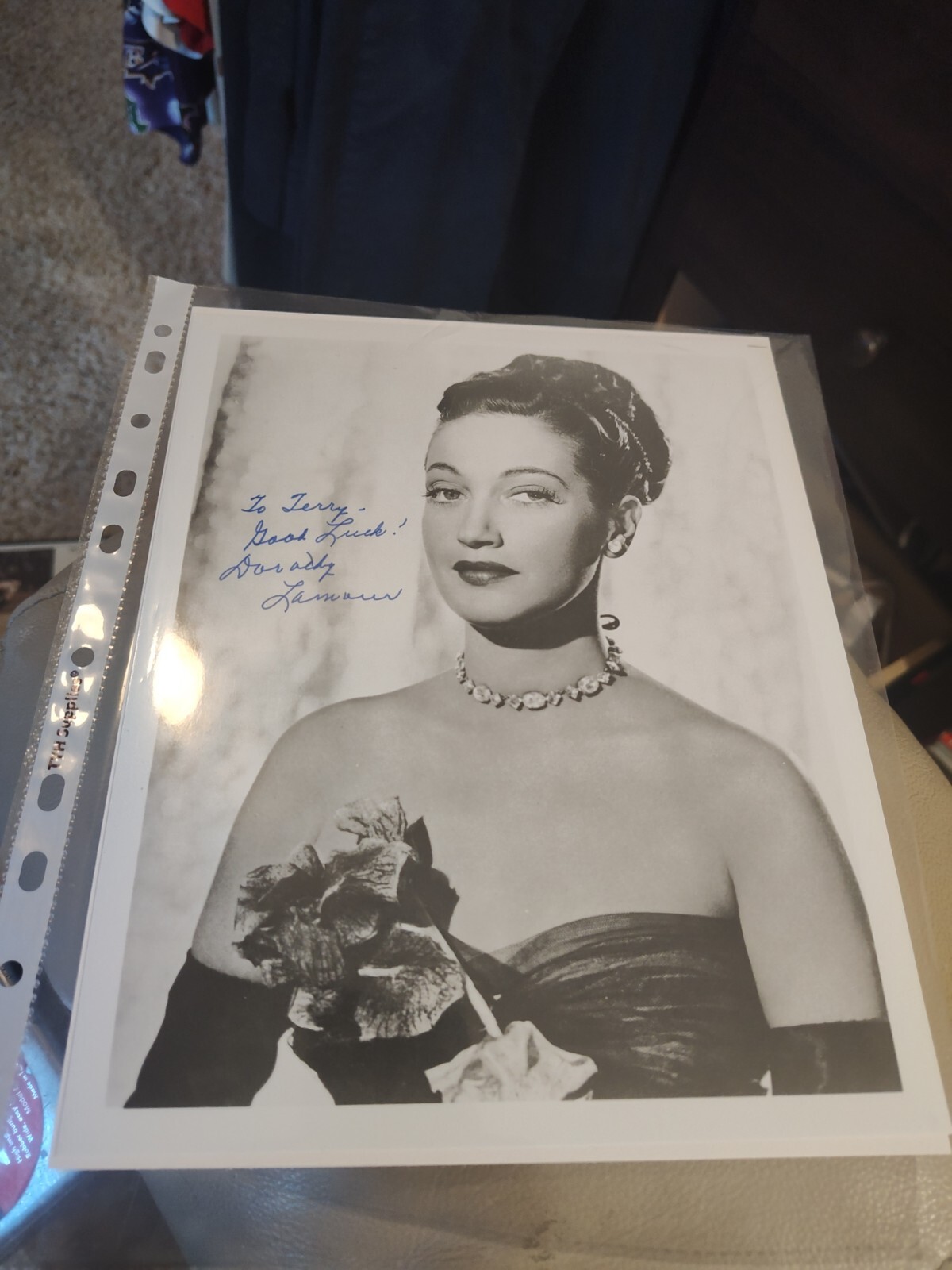 Dorothy Lamour Signed Personalized In Person 8 x 10 Photo.