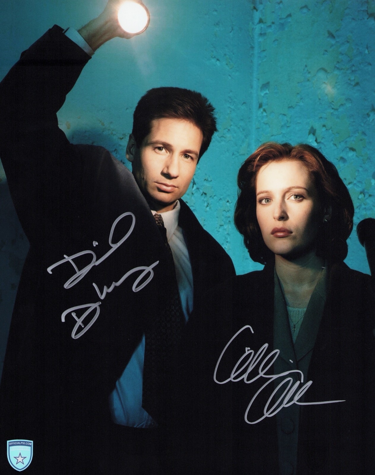 Signed X-Files 11×14 Photo David Duchovny Gillian Anderson w/ Official Pix COA