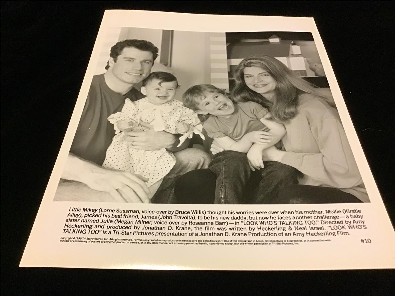 Movie Still Look Who’s Talking Too 1990 John Travolta, Kirstie Alley 8×10 B&W