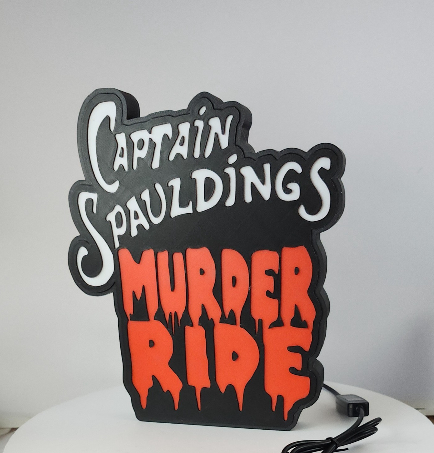 Captain Spaulding’s Murder Ride Logo 3D Printed LED Lightbox | Horror Decor